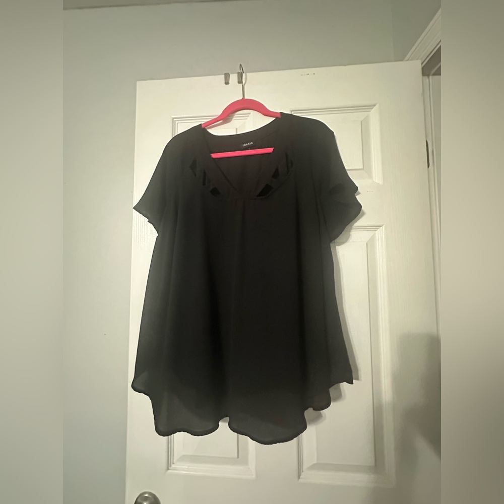 Torrid Black Boxy Blouse Relaxed Fit